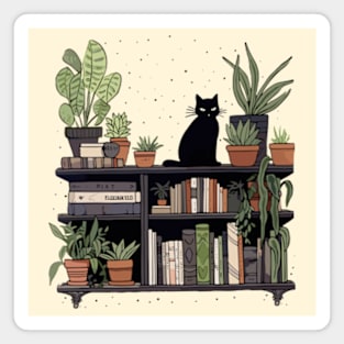 Cat Books Plants Perfect Harmony Magnet